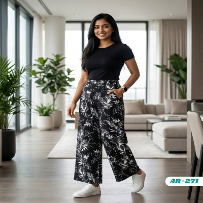 Ladies Palazzo-Black Floral